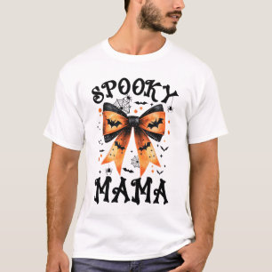 Camiseta Spooky Mama Coquette Arco Halloween Spooky, estaçã