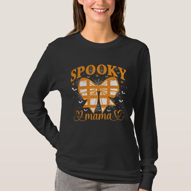Camiseta Spooky Mama – Cute Halloween para Mães (Frente)