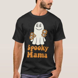 Camiseta Spooky Mama Groovy Halloween Fantasma Floral Spook