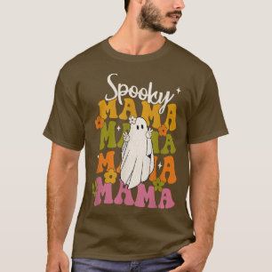 Camiseta Spooky Mama Hippie Floral Ghost Retro Groovy Hallo