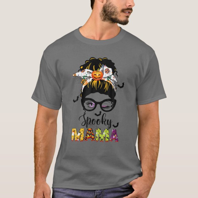 Camiseta Spooky Mama Tee Spooky Mãe Engraçado Mãe Hallowee  (Frente)