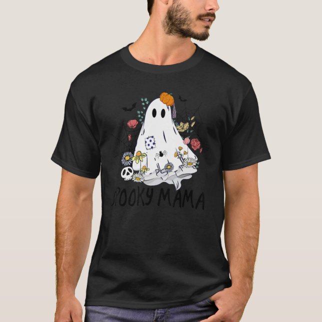 Camiseta Spooky Mama Trick Ou Trate Mulheres De Halloween R (Frente)