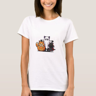 Camiseta Spooky Meow Squad - Mulher do Trio de Gatos de Hal