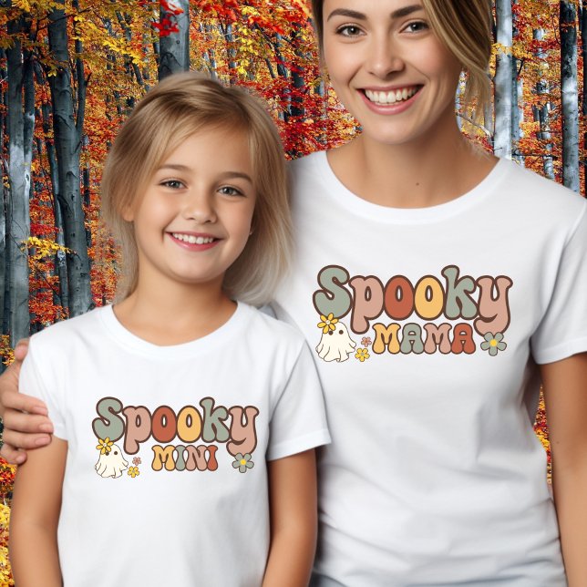 Camiseta Spooky Mini Retro de Halloween Mamãe e Eu Combinan (Criador carregado)
