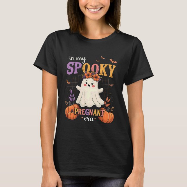 Camiseta Spooky Pregnant Era Halloween Mother to Be Party C (Frente)