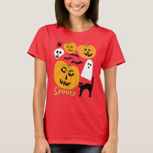 Camiseta Spooky Pumpkins encantando o Halloween Ghosts Bats