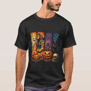 Camiseta Spooky Retro Ghost Witch Dia de as Bruxas engraçad