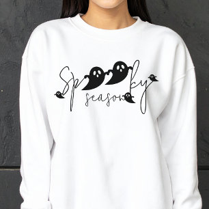 Camiseta Spooky Season Black Flying Ghosts Script Halloween