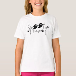 Camiseta Spooky Season Black Ghost Cute Lettering Halloween