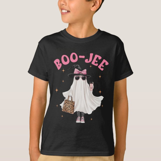 Camiseta Spooky Season Cute Ghost Dia de as Bruxas engraçad (Frente)