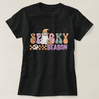 Camiseta Spooky Season Cute Ghost Retro Halloween