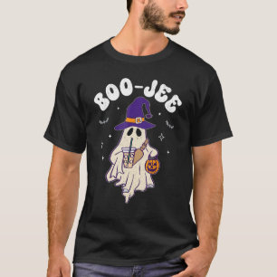 Camiseta Spooky Season Cute Ghost Witch Hat Halloween Boo-J