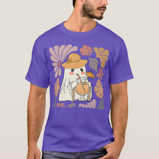 Camiseta Spooky Season Cute Retro Ghost Floral Vintage Summ