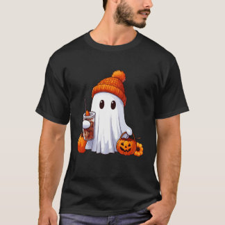Camiseta Spooky Season Cute Retro Ghost Ice Coffee Hallowee
