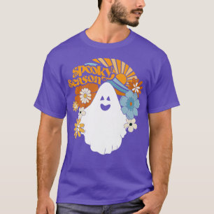 Camiseta Spooky Season Floral Ghost Sunshine Funny Hallowee