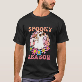 Camiseta Spooky Season Ghost Cat Retro Vintage Hallo