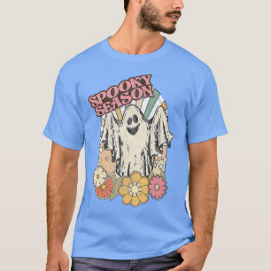 Camiseta Spooky Season Ghost Floral Girls Mulheres Mãe Hall