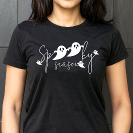 Camiseta Spooky Season Ghost Silhouettes Script Halloween