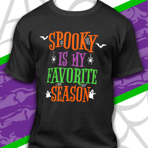 Camiseta Spooky Season Ghosts Bats Spiders Happy Halloween