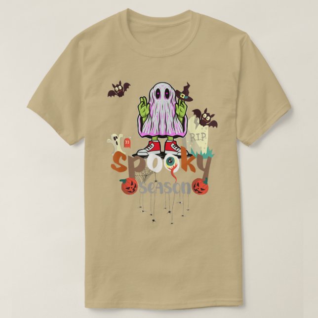 Camiseta Spooky Season Groovy Ghost 112 (Frente do Design)