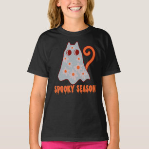 Camiseta Spooky Season Groovy Ghost Cat Halloween