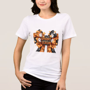 Camiseta Spooky Season Halloween Arco Fantasmas Bats Spider