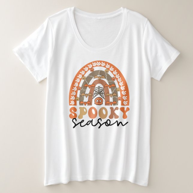 Camiseta Spooky Season Halloween Rainbow Fall (Frente do Design)