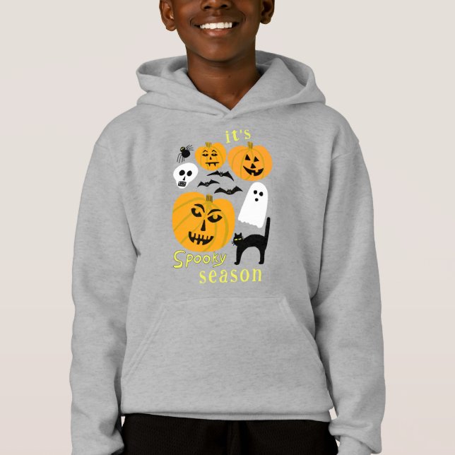 Camiseta Spooky Season Pumpkins Ghost Bat HELLOWEEN (Frente)