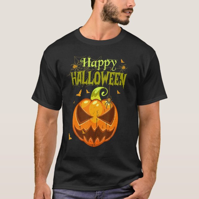 Camiseta Spooky Season Retro Pumpkin Happy Halloween 1 (Frente)