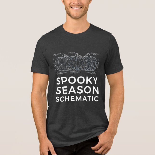 Camiseta Spooky Season Schematic - Funny Engineer Halloween (Frente)