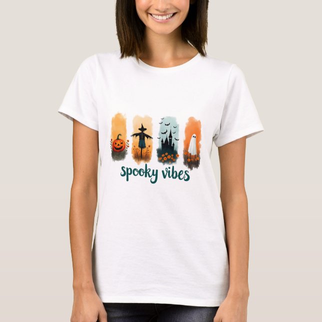 Camiseta Spooky Season, Vintage Halloween Ghost  (Frente)
