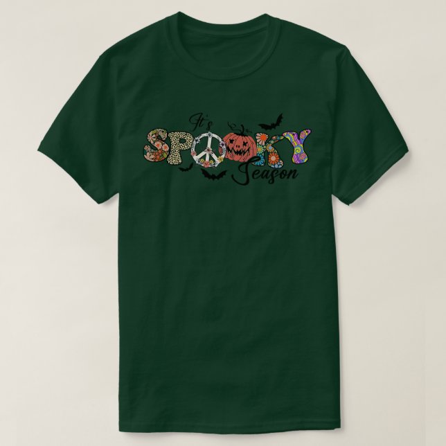 Camiseta Spooky SeasonRetro Groovy Hippie HalloweenBoo 89 (Frente do Design)
