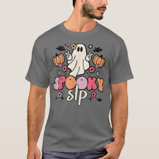 Camiseta Spooky SLP Retro Groovy Halloween Língua de Fala