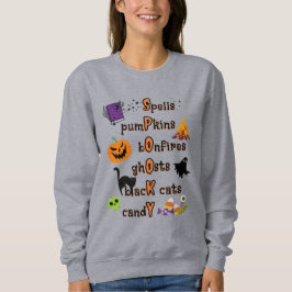 Camiseta SPOOKY Spelling com todas as coisas Halloween