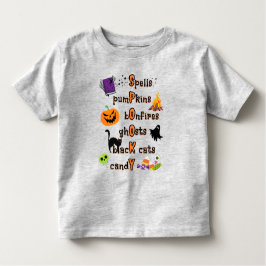 Camiseta SPOOKY Spelling com todas as coisas Halloween