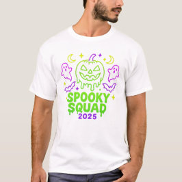 Camiseta Spooky Squad 2025 Halloween Neon Ghost Pumpkin