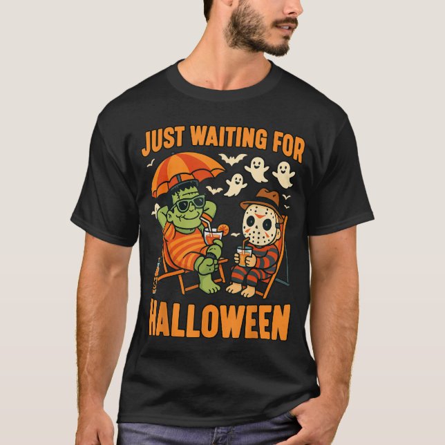 Camiseta Spooky Summer Skeleton Just Waiting For Halloween  (Frente)