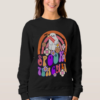 Camiseta Spooky Teacher Ghost Halloween Groovy Retro Trick