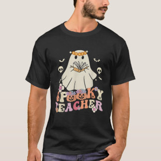 Camiseta Spooky Teacher Groovy Retro Ghost Teacher Hallowee