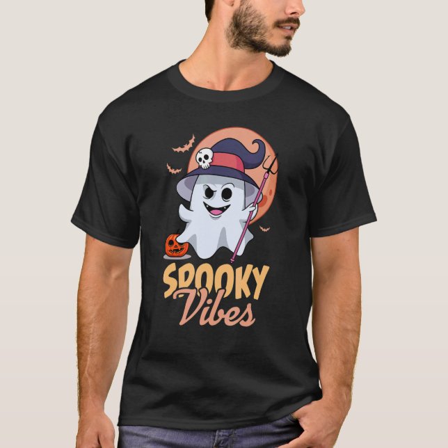 Camiseta Spooky Vibes Retro 60s Figurino de Halloween Essen (Frente)