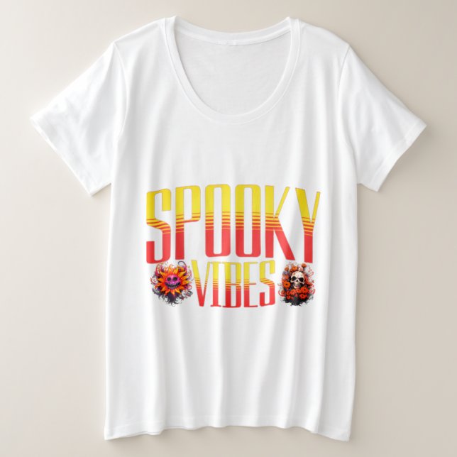 Camiseta Spooky Vibes: Tee Gráfico de Halloween (Frente do Design)
