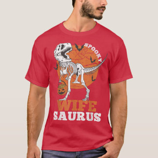 Camiseta Spooky Wife Saurus Dinosaur Skeleton T rex Pumpkin