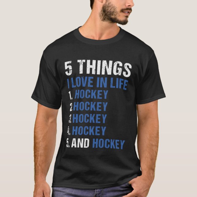 Camiseta Sport 5 Things I Love In Life Hockey (Frente)