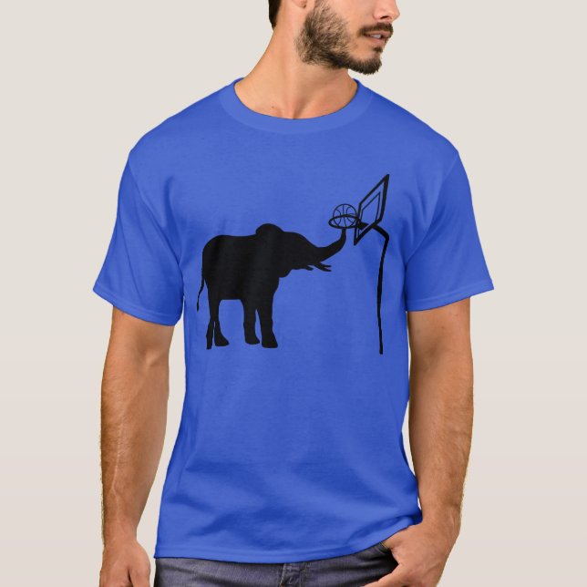 Camiseta sport basketball playing elephant funny retro (Frente)