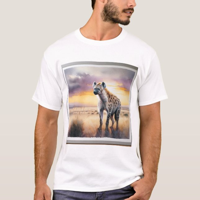 Camiseta Spotted Hyena at Sunset REF68 - Watercolor (Frente)