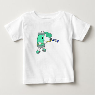 Camiseta spray de gelo no hóquei de gelo com bastão de h