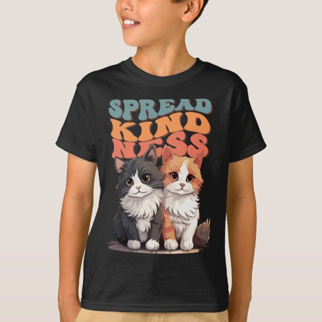 Camiseta Spread Kindness - Adorable Cat Duo Design Sticker (Frente)
