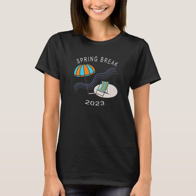 Camiseta Spring Break 2023 Beach Cadeira Umbrella Trabalho  (Frente)
