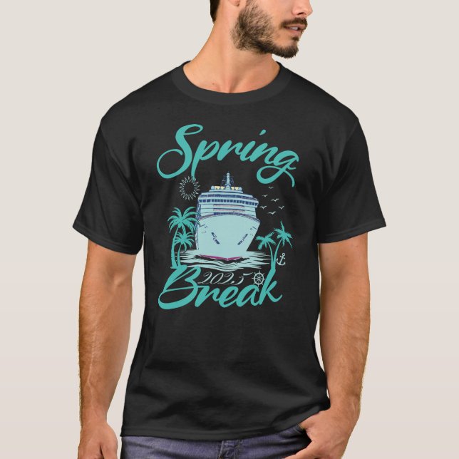 Camiseta Spring Break 2025 Cruise Ship Retro Design (Frente)