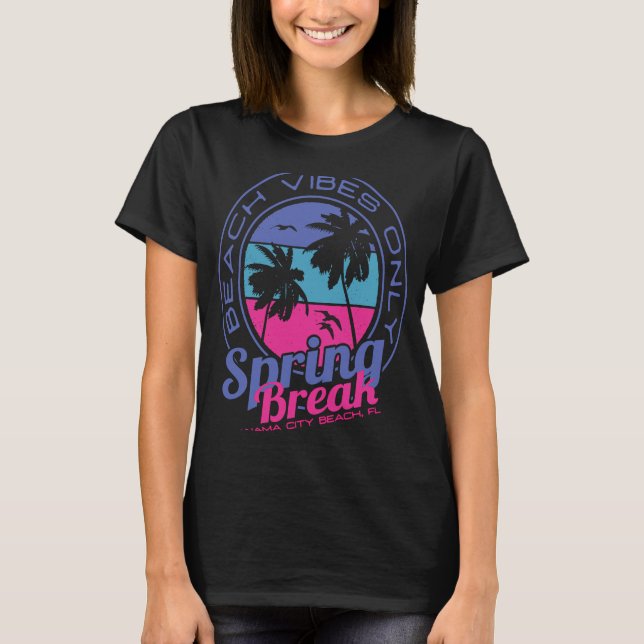 Camiseta Spring Break Beach Vibes Apenas Panama City Beach  (Frente)